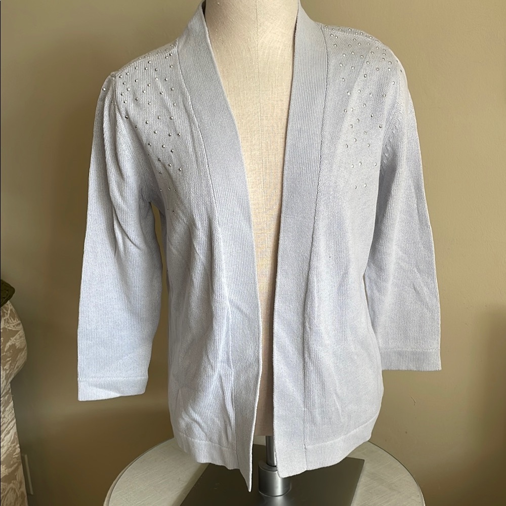 NWT Size Medium Banana Republic Blue and Silver Cardigan Sweater with Silver